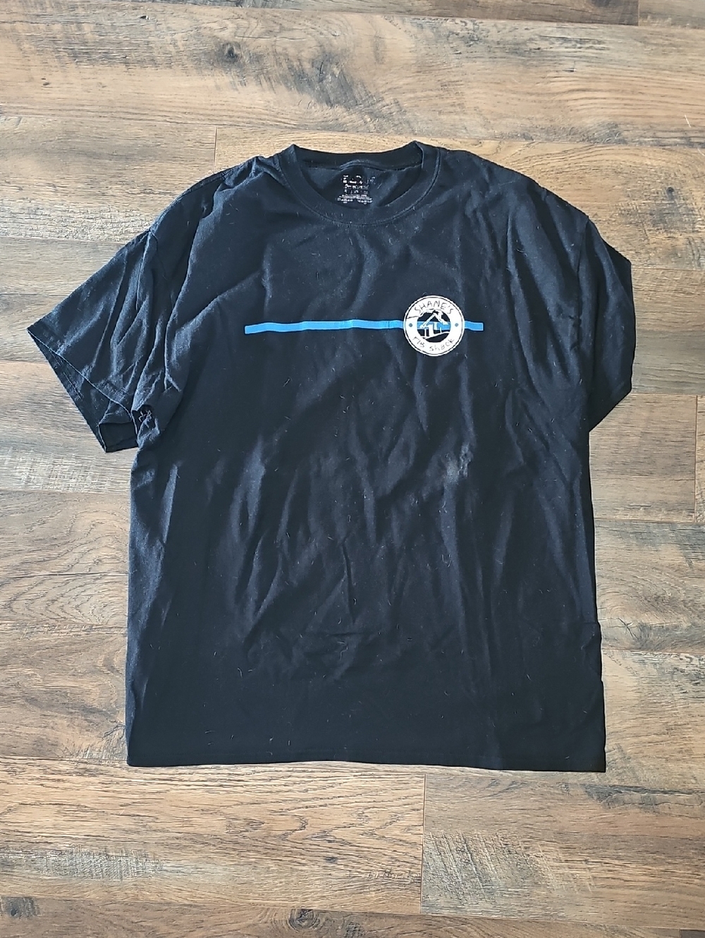 Men's Black Tee With Blue Line